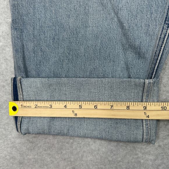 Good American Good Standard Barrel Jeans 14 Indigo High-Rise Wide Tapered Cuffed - Picture 13 of 13